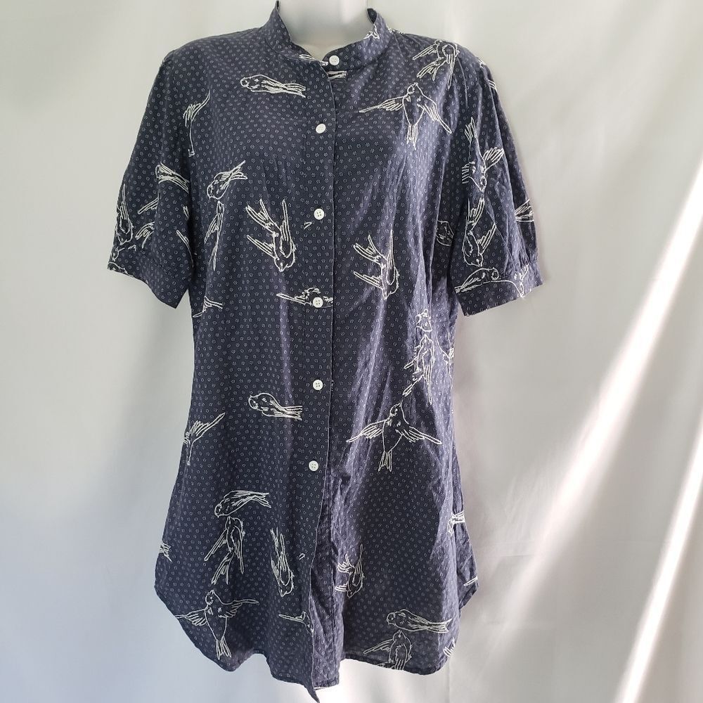 Cake Couture Embroidered Bird Button Down Tunic Sz L